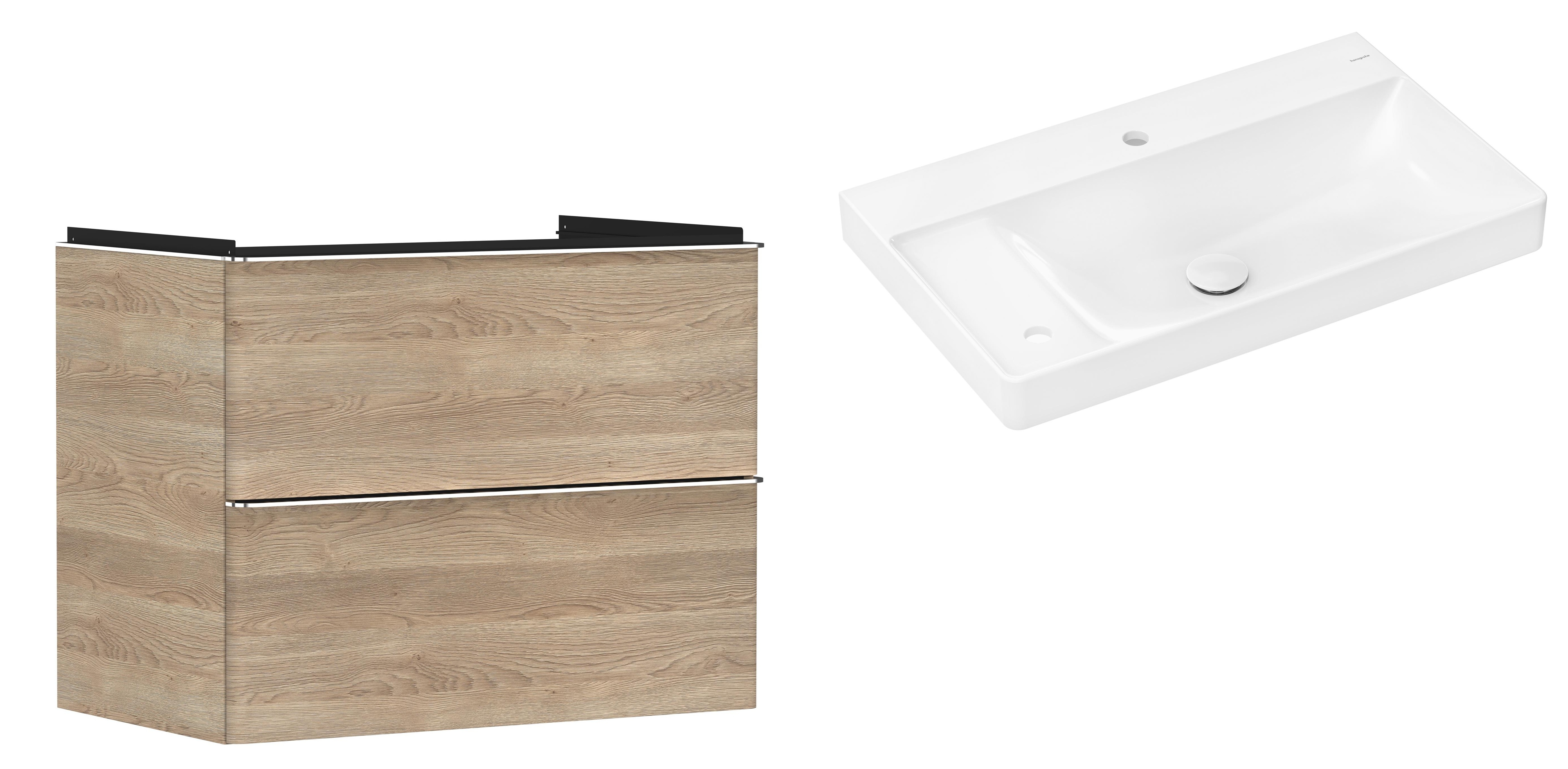 Készlet szekrény Hansgrohe Xelu Q 54029000, mosdótál Hansgrohe Xelu Q 61031450