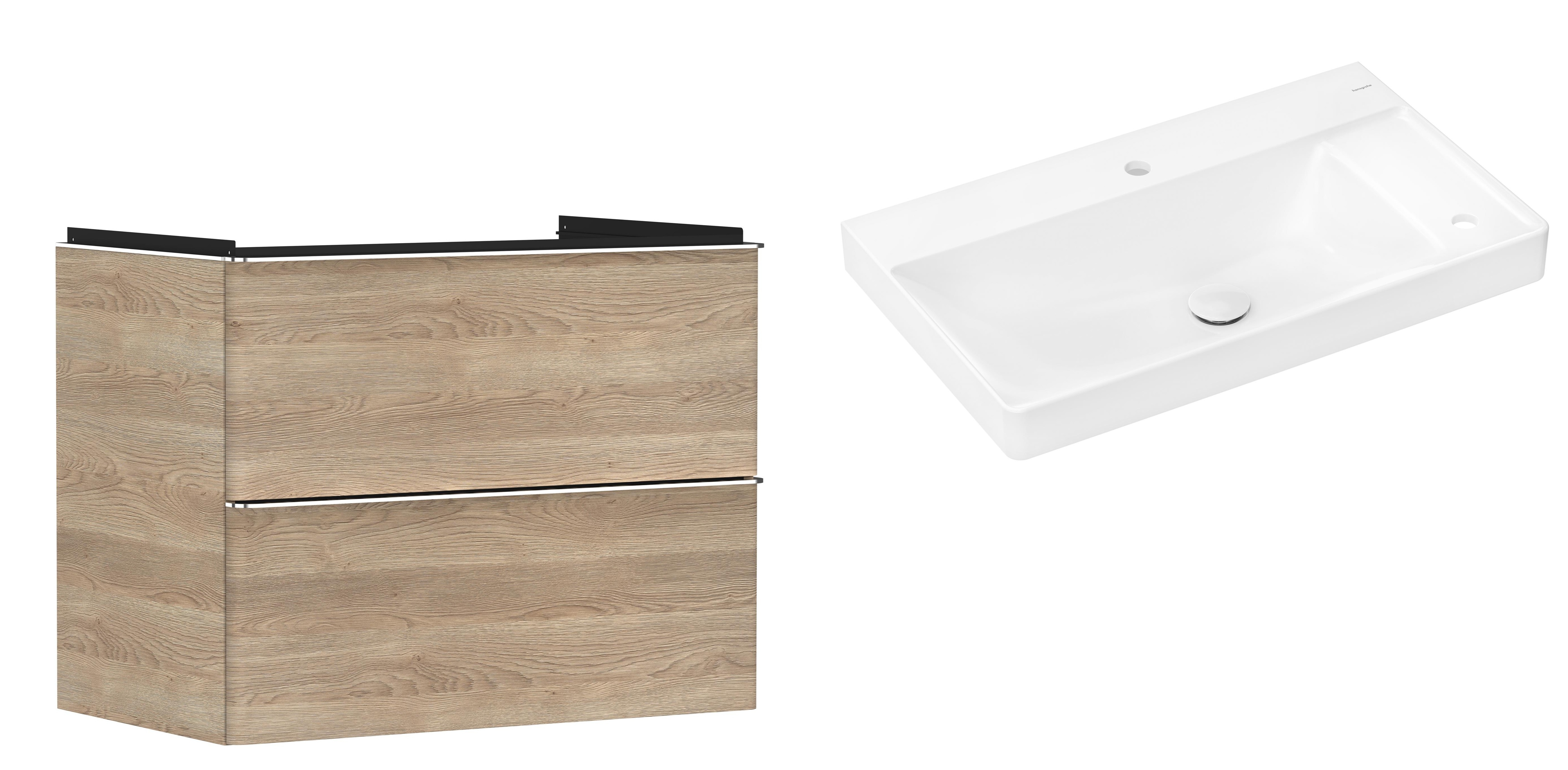 Készlet szekrény Hansgrohe Xelu Q 54029000, mosdótál Hansgrohe Xelu Q 61025450