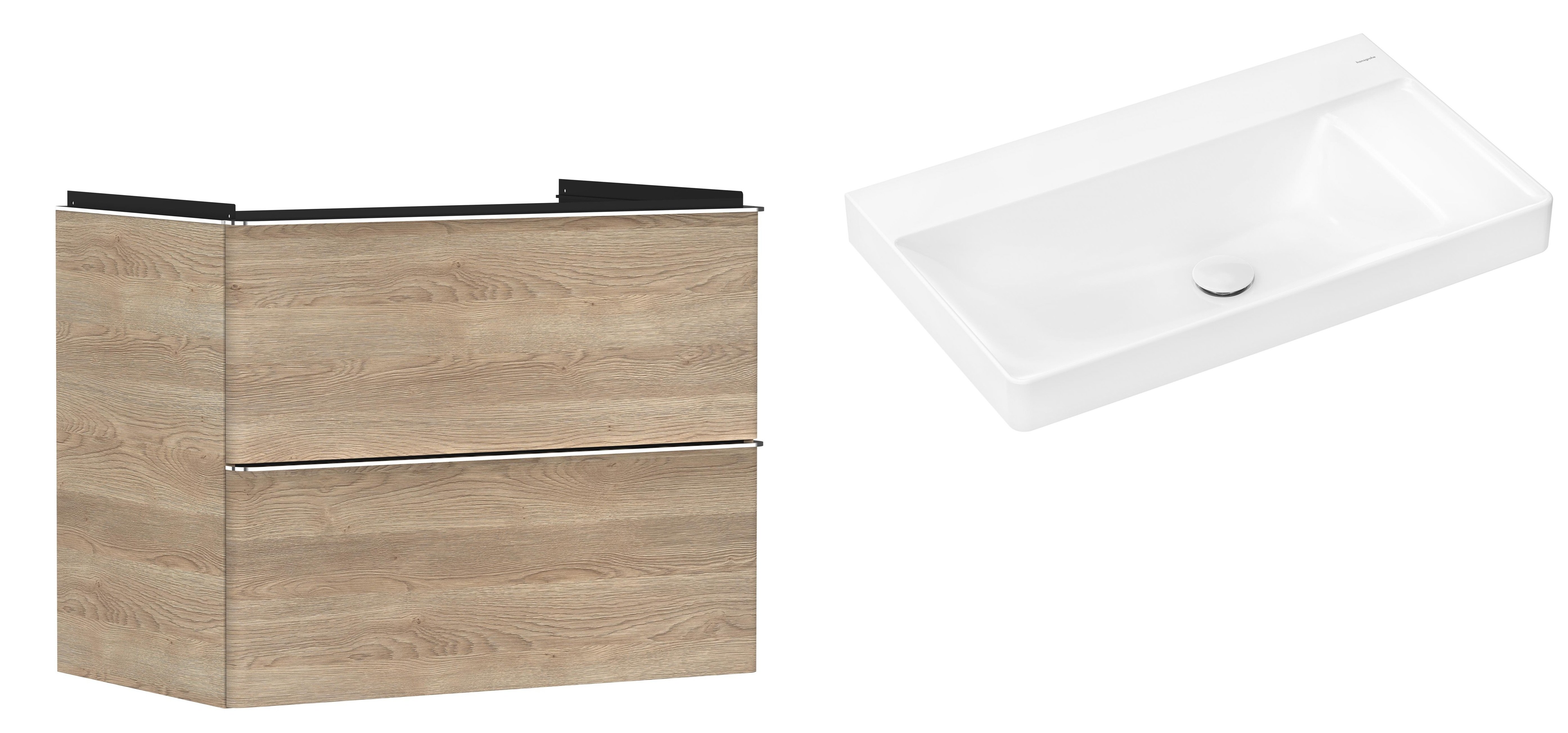 Készlet szekrény Hansgrohe Xelu Q 54029000, mosdótál Hansgrohe Xelu Q 61026450