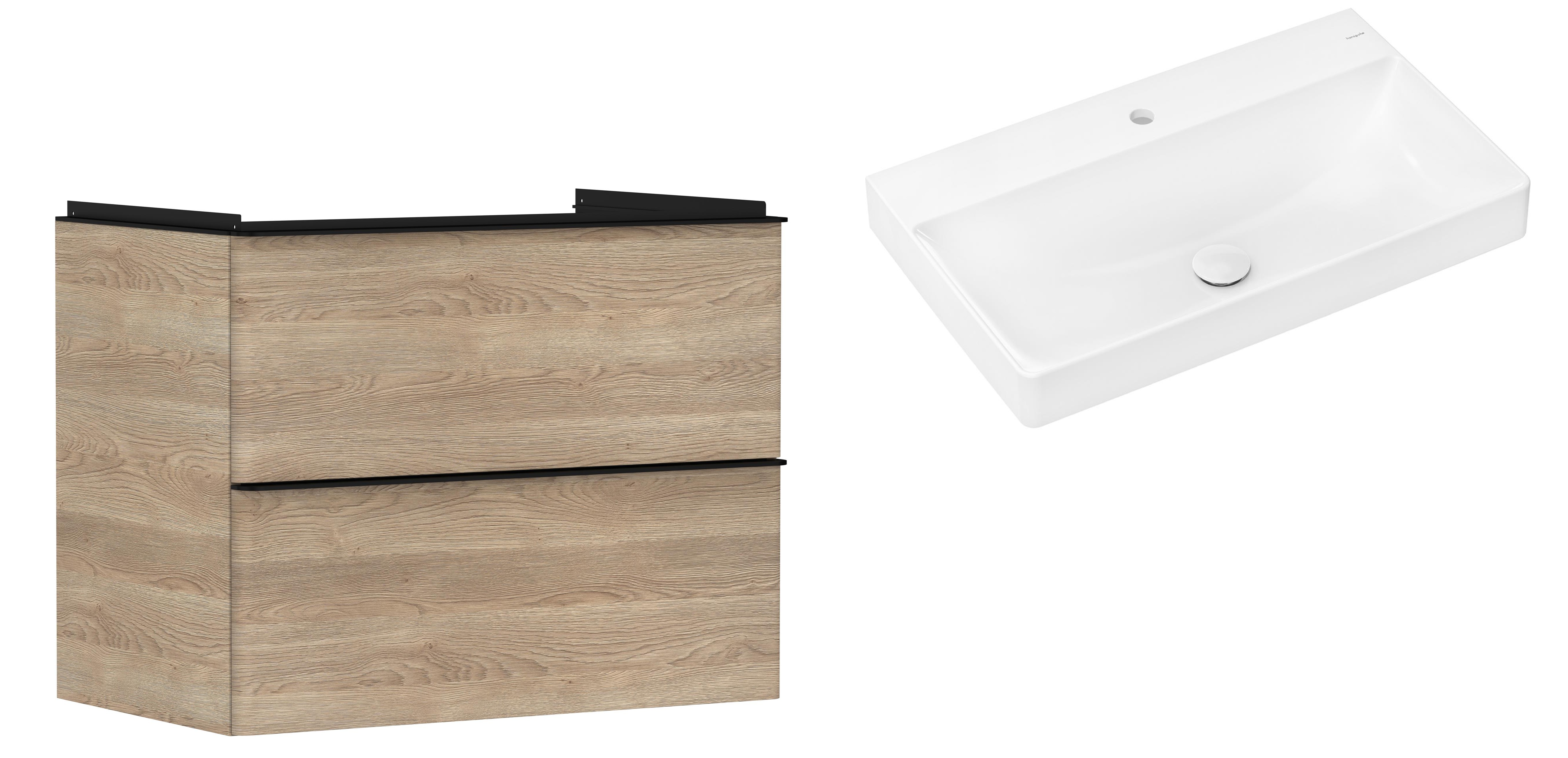 Készlet szekrény Hansgrohe Xelu Q 54029670, mosdótál Hansgrohe Xelu Q 61020450