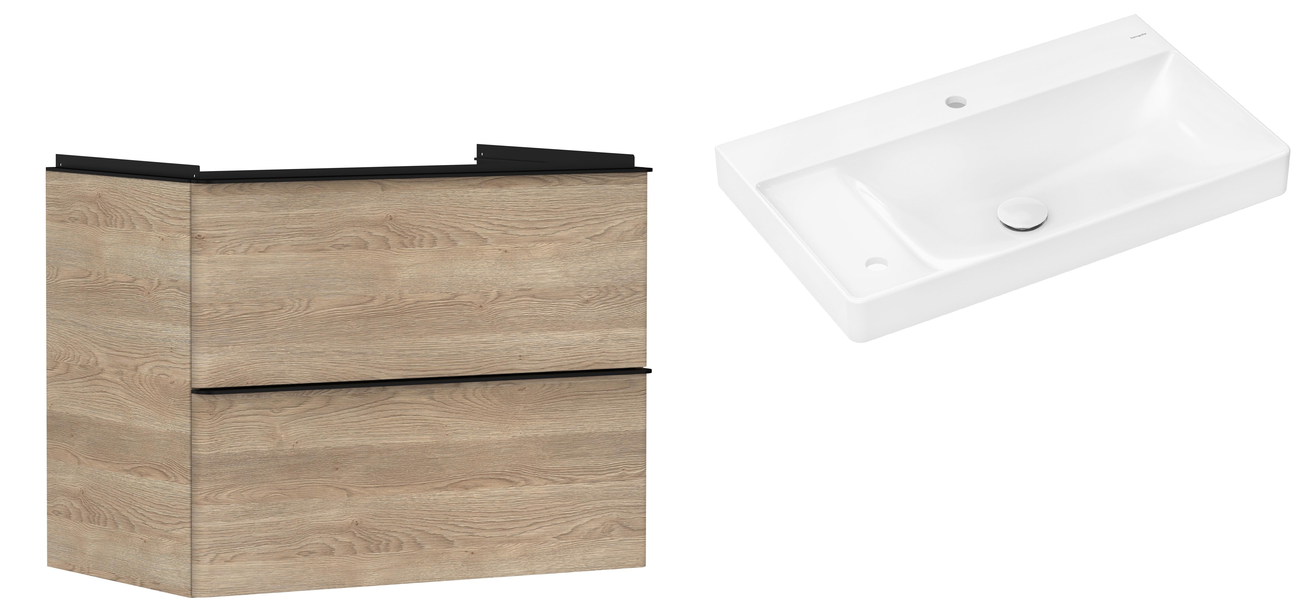Készlet szekrény Hansgrohe Xelu Q 54029670, mosdótál Hansgrohe Xelu Q 61031450