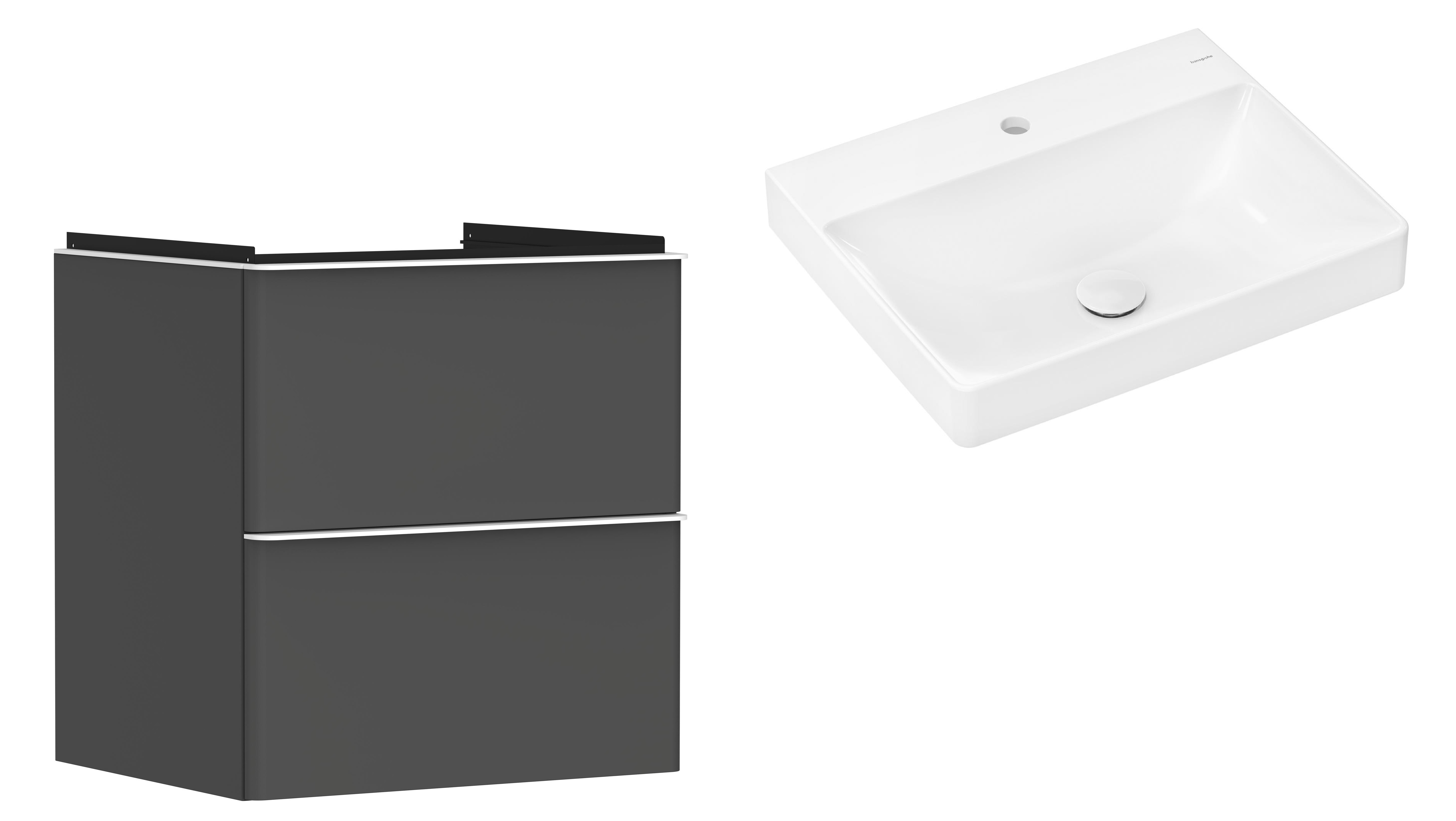 Készlet szekrény Hansgrohe Xelu Q 54024700, mosdótál Hansgrohe Xelu Q 61016450