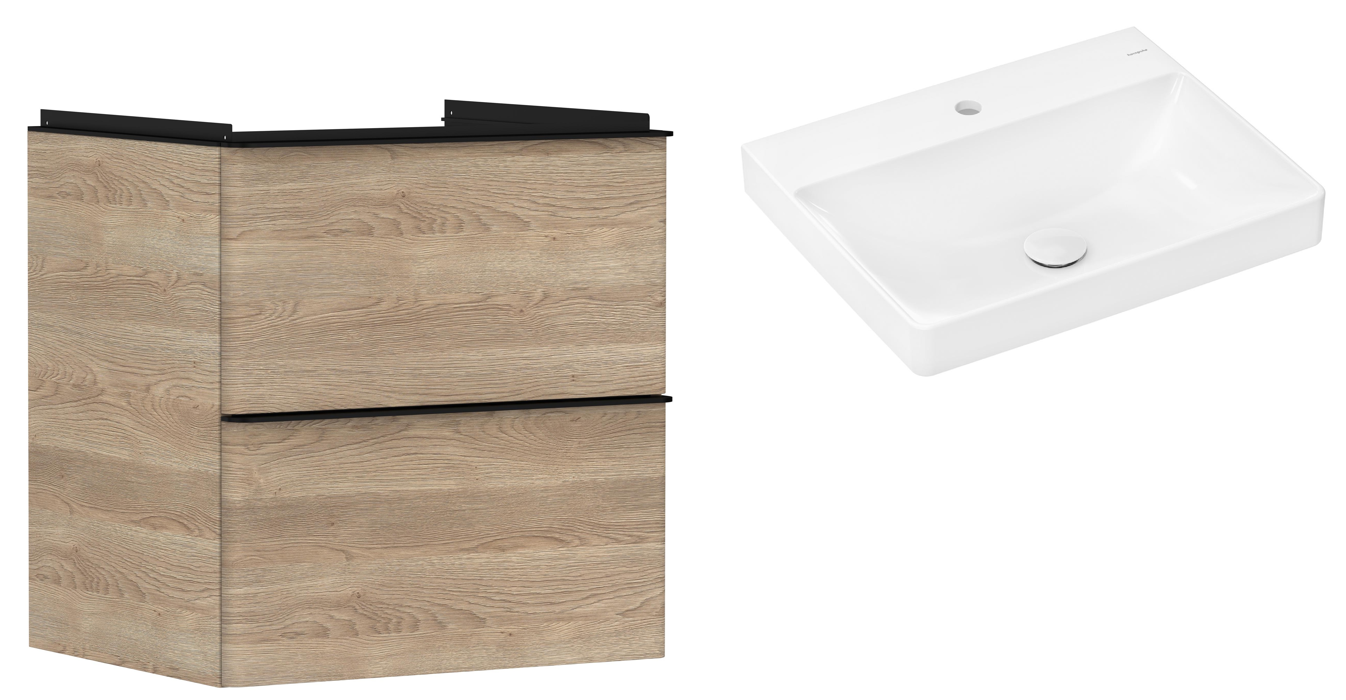 Készlet szekrény Hansgrohe Xelu Q 54025670, mosdótál Hansgrohe Xelu Q 61016450