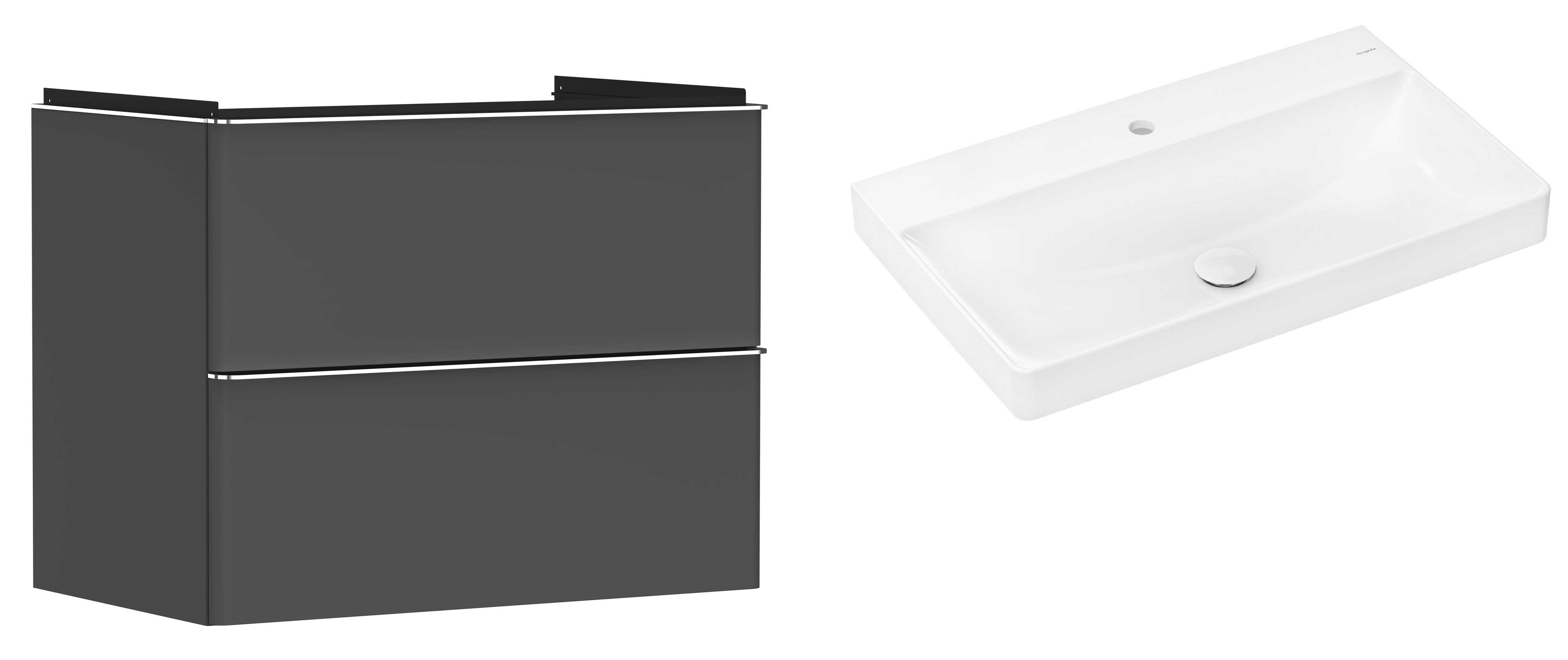 Készlet szekrény Hansgrohe Xelu Q 54028000, mosdótál Hansgrohe Xelu Q 61020450