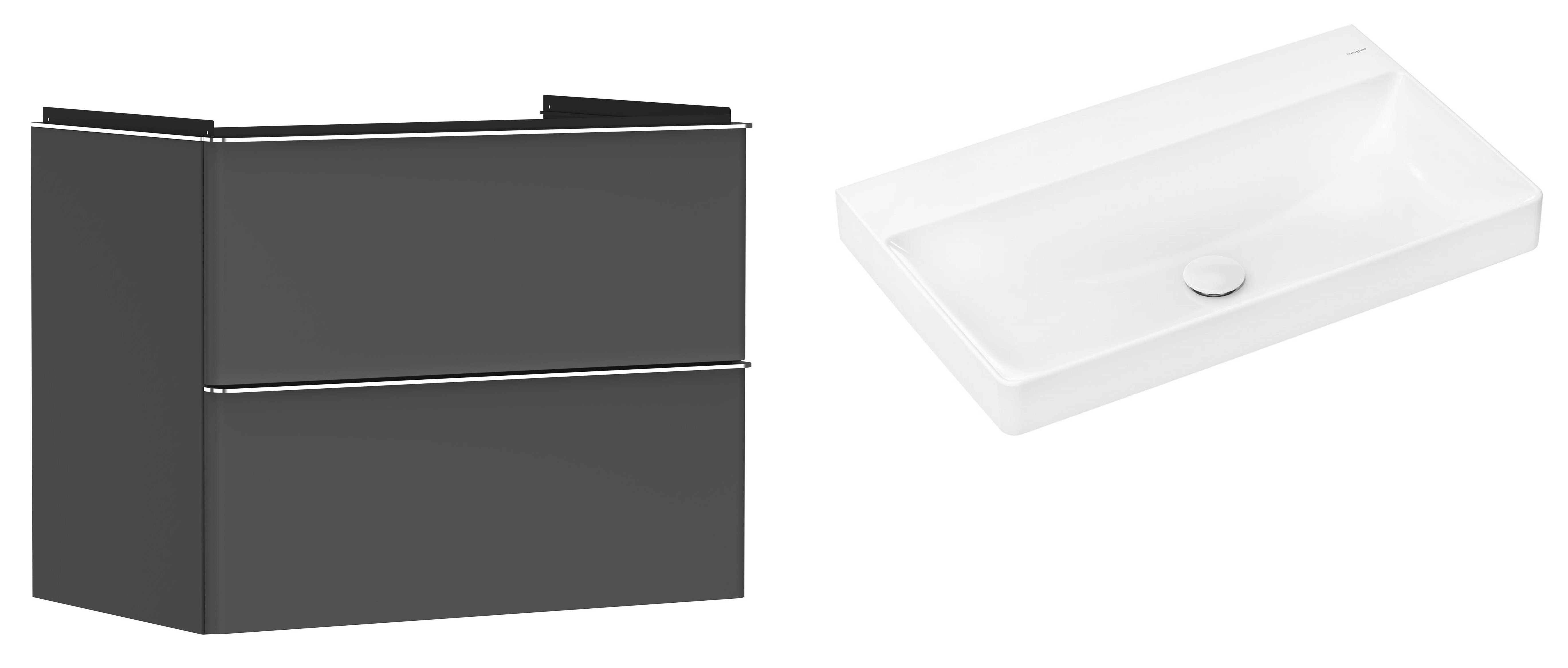 Készlet szekrény Hansgrohe Xelu Q 54028000, mosdótál Hansgrohe Xelu Q 61021450
