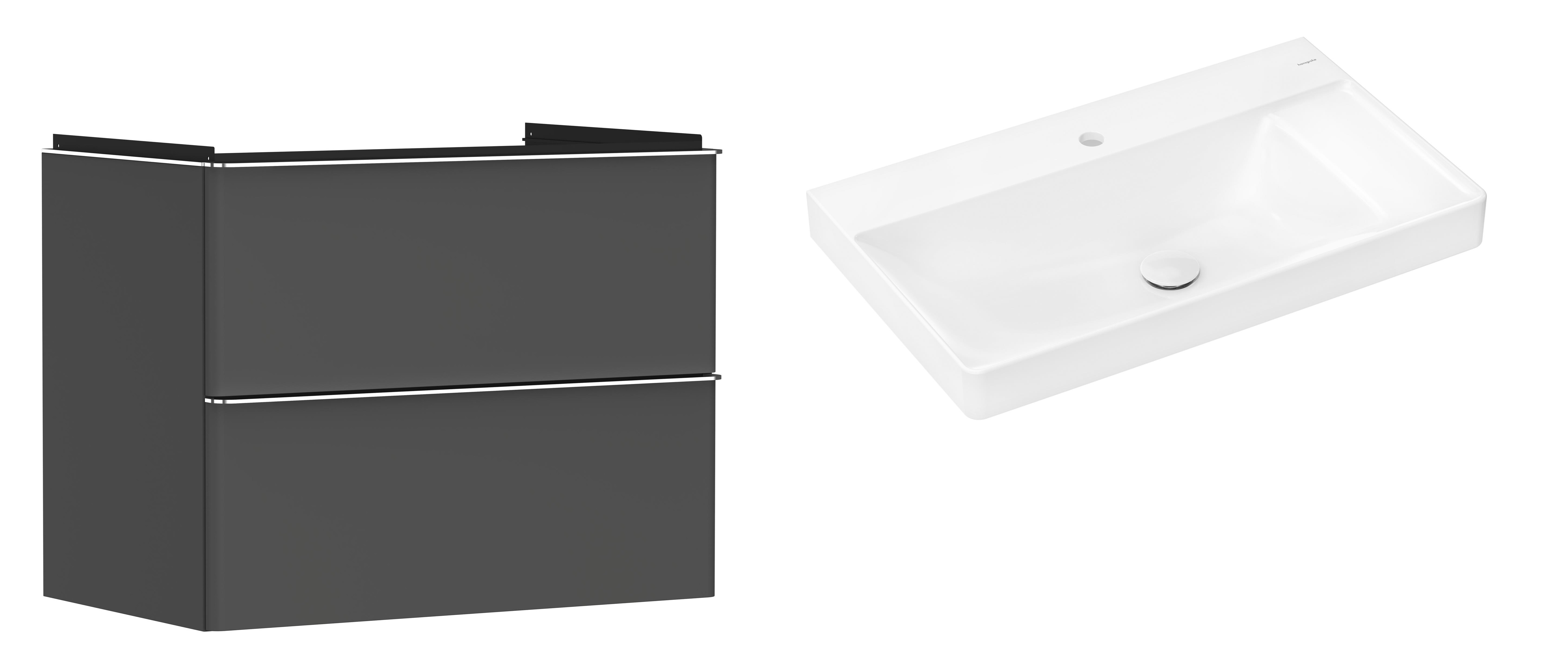 Készlet szekrény Hansgrohe Xelu Q 54028000, mosdótál Hansgrohe Xelu Q 61024450