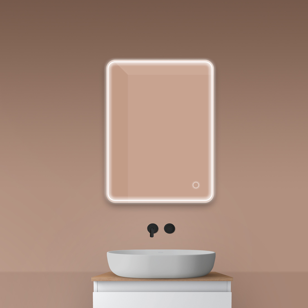 Oltens Nordlis tükör 60x80 cm négyszögletes világítással páramentesítő fóliával 64116000