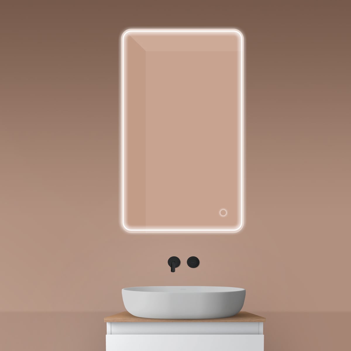 Oltens Nordlis tükör 60x100 cm négyszögletes világítással páramentesítő fóliával 64117000