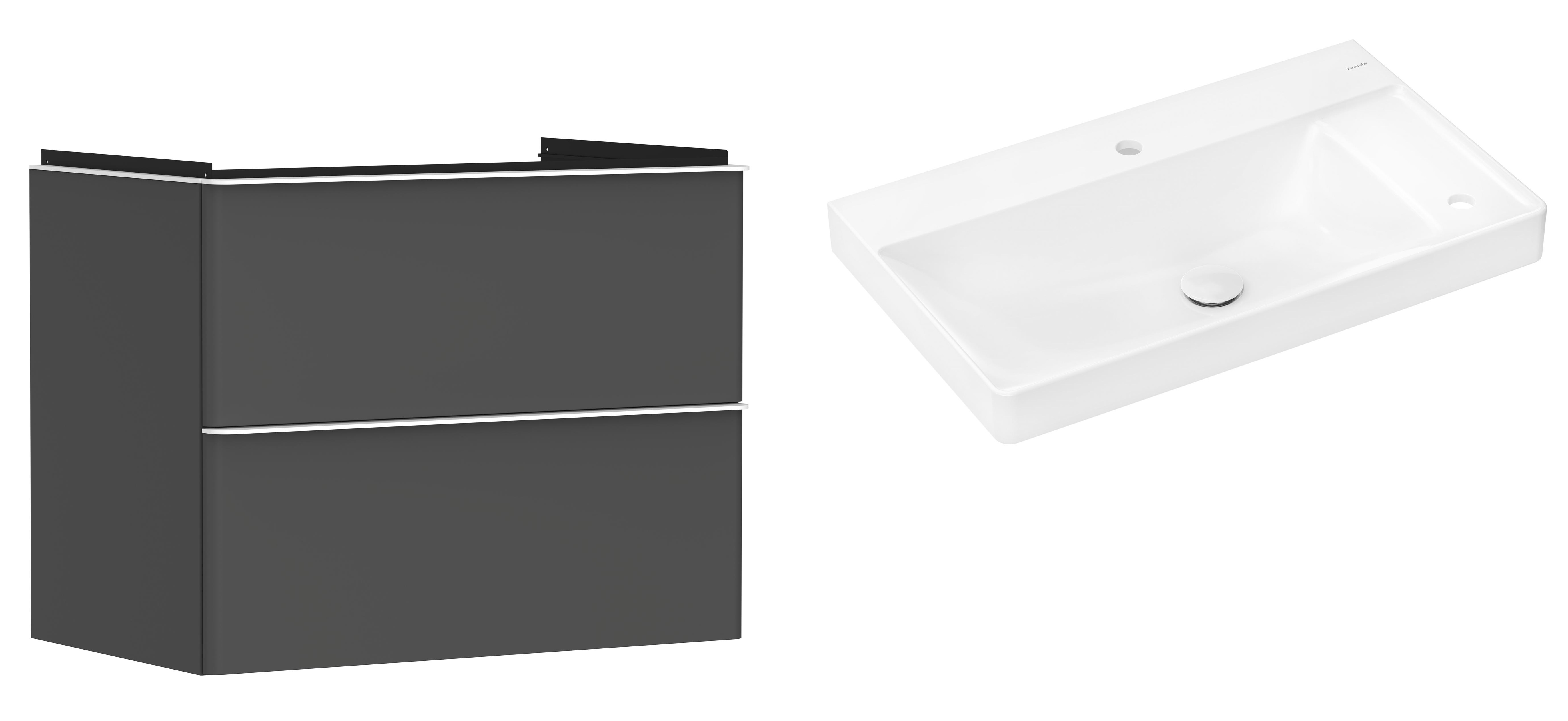 Készlet szekrény Hansgrohe Xelu Q 54028700, mosdótál Hansgrohe Xelu Q 61025450