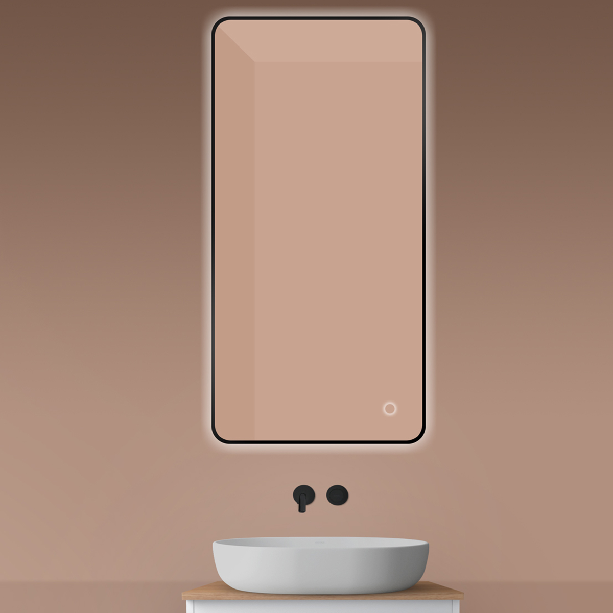 Oltens Nordlis tükör 60x120 cm négyszögletes világítással páramentesítő fóliával fekete 64121300