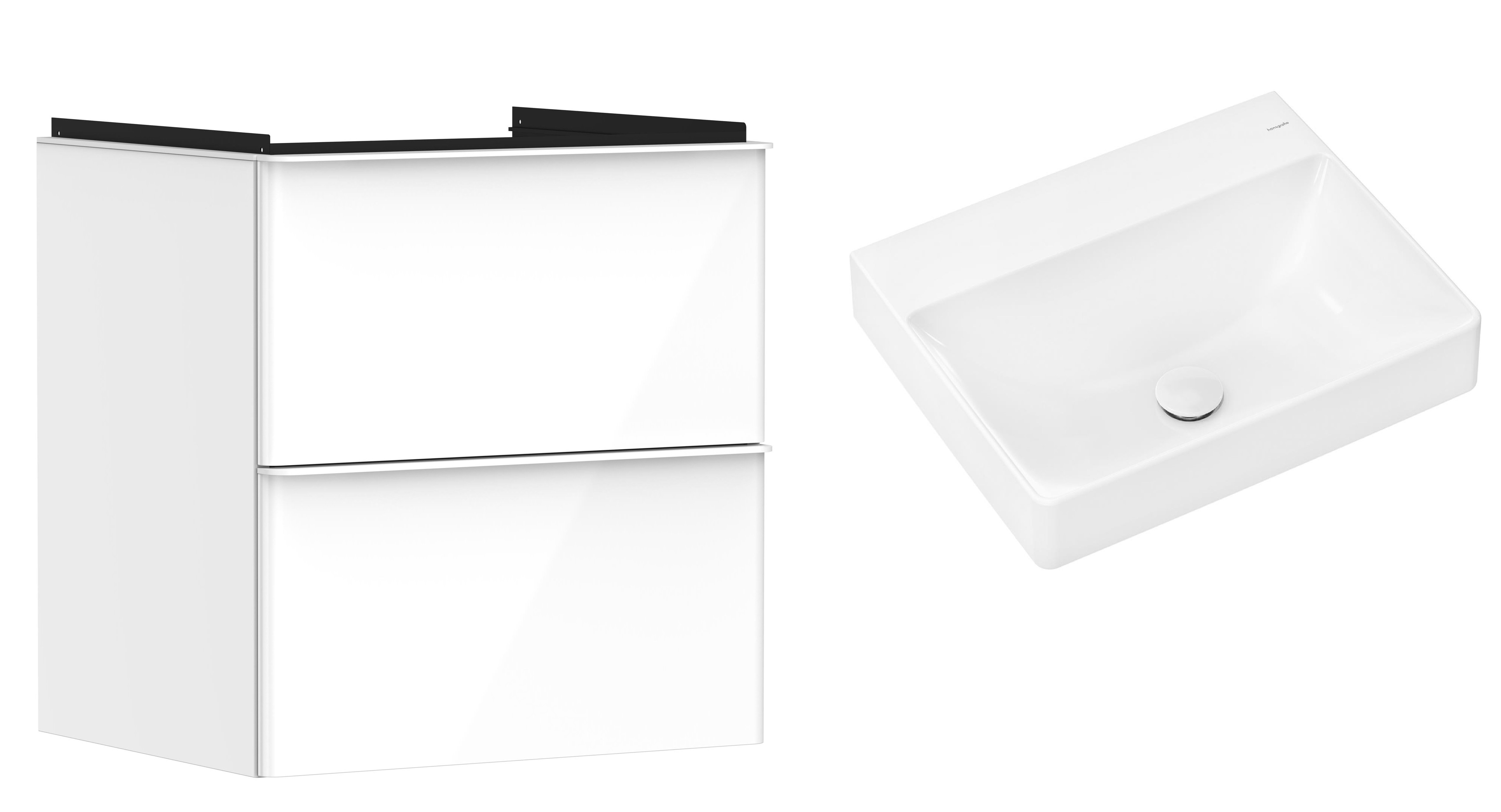 Készlet szekrény Hansgrohe Xelu Q 54023700, mosdótál Hansgrohe Xelu Q 61017450
