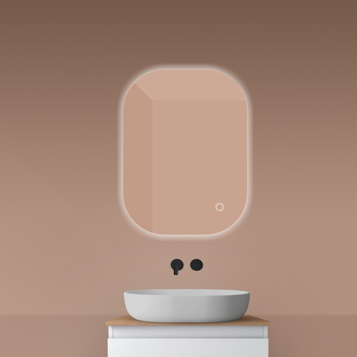 Oltens Nordlis tükör 60x80 cm négyszögletes világítással páramentesítő fóliával 64126000