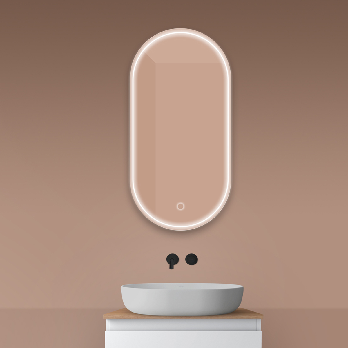 Oltens Nordlis tükör 50x100 cm ovális világítással páramentesítő fóliával 64128000