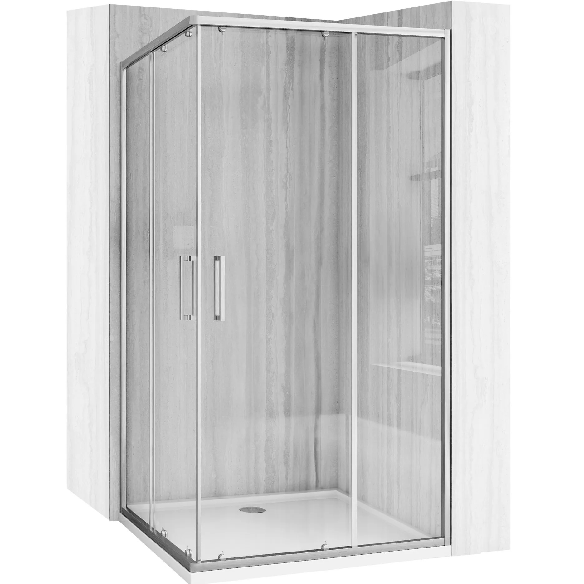 Rea City zuhanykabin 87.5x87.5 cm négyzet ezüst csiszolt/átlátszó üveg REAK6496