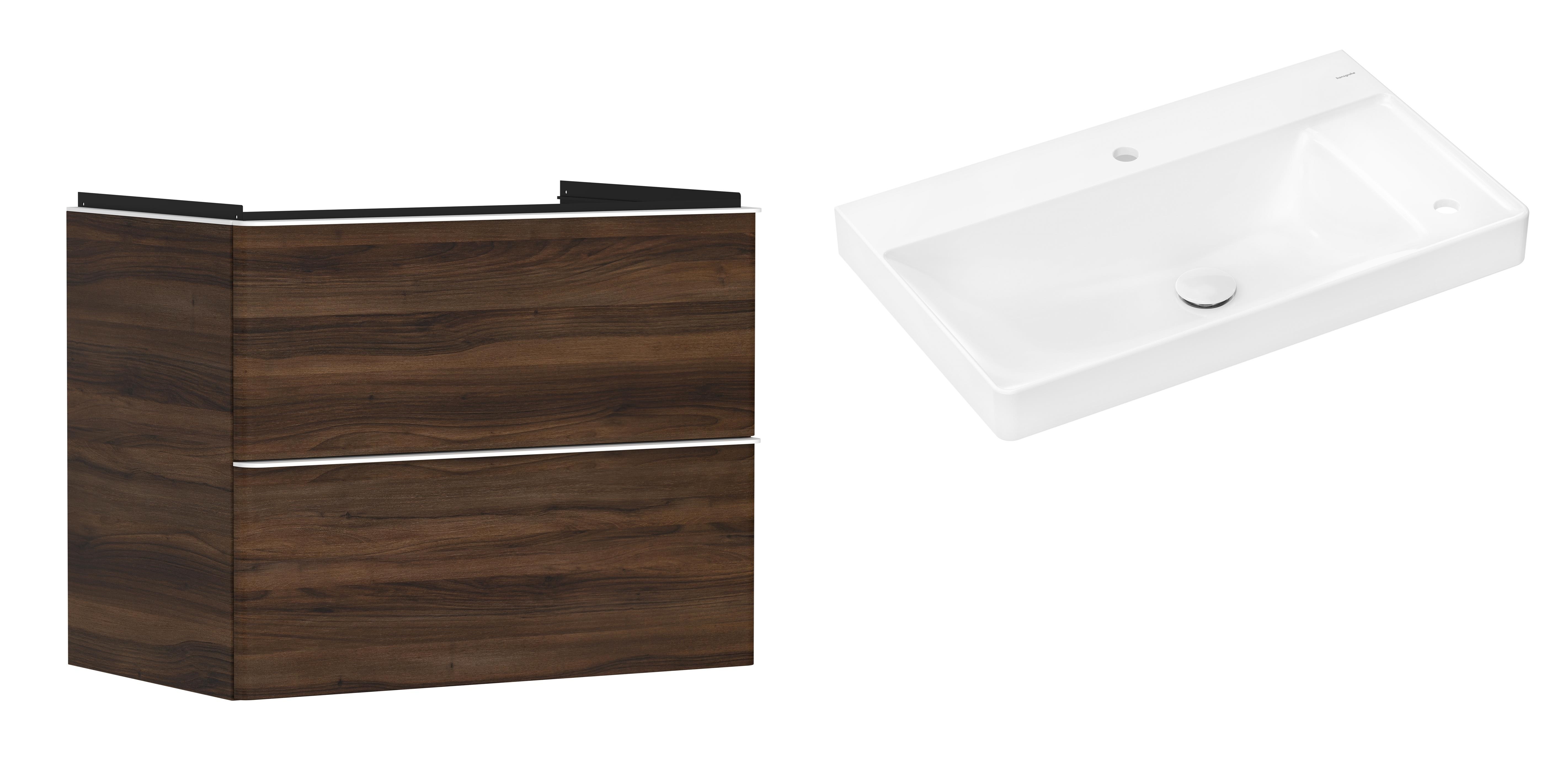 Készlet szekrény Hansgrohe Xelu Q 54030700, mosdótál Hansgrohe Xelu Q 61025450