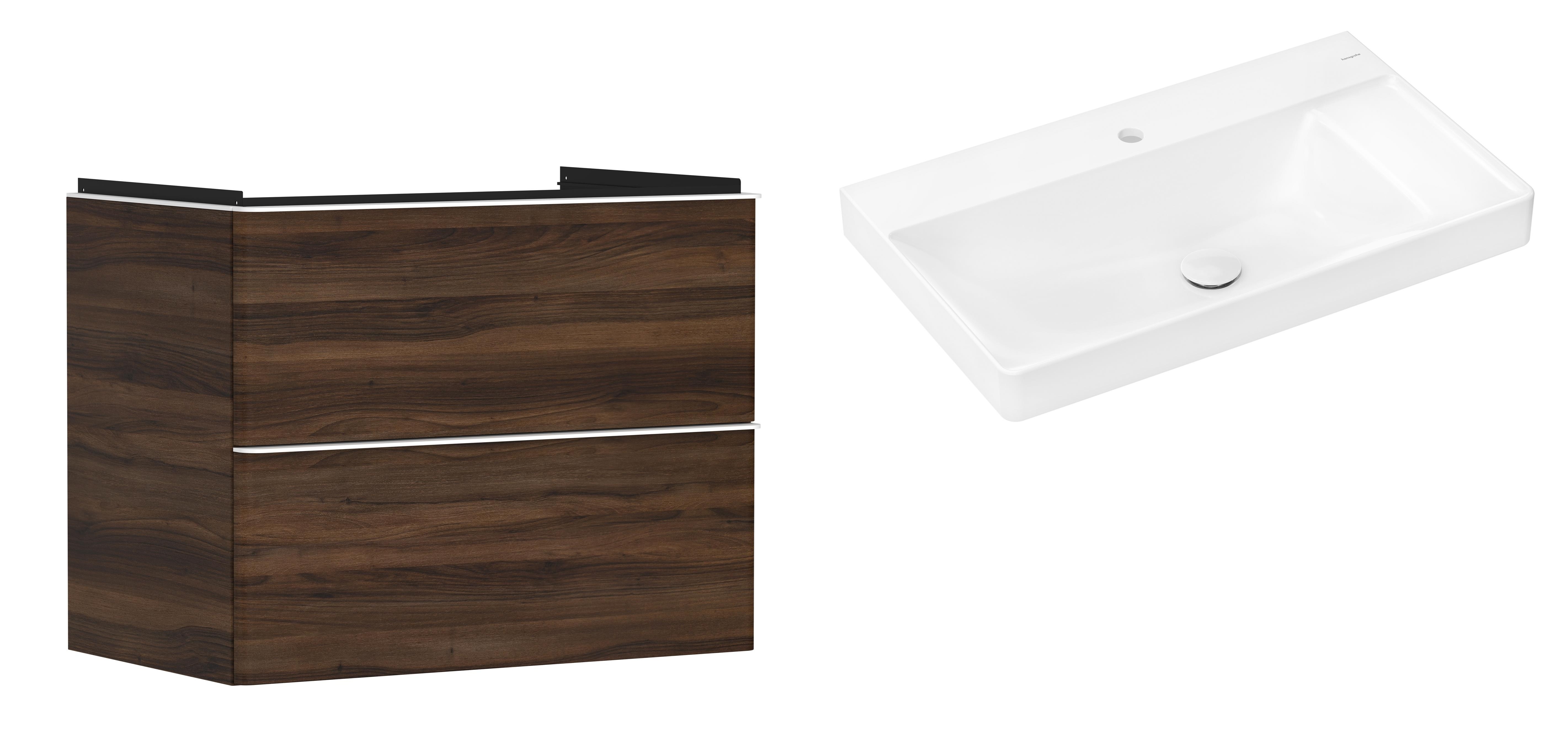 Készlet szekrény Hansgrohe Xelu Q 54030700, mosdótál Hansgrohe Xelu Q 61024450