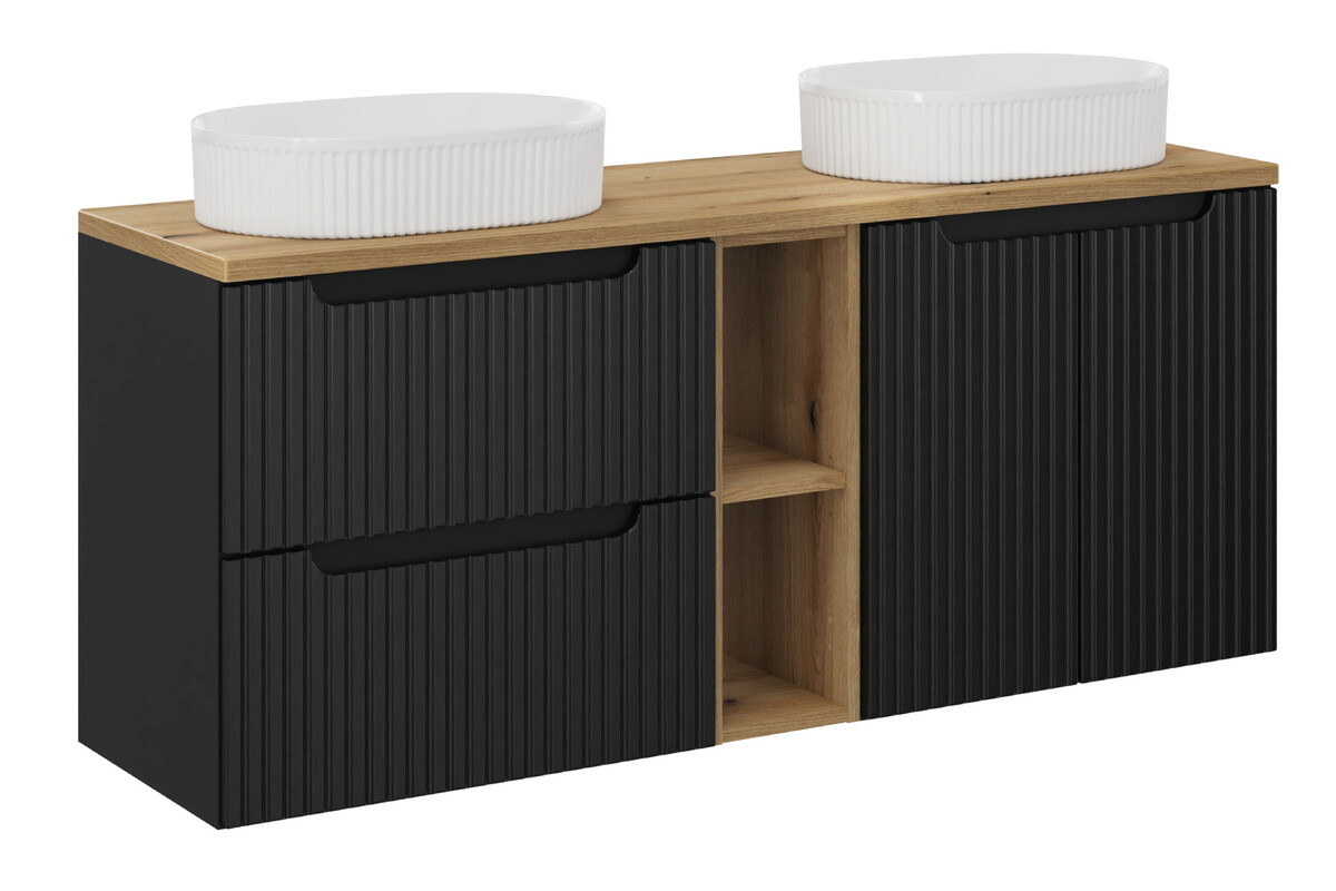 Készlet szekrény Comad Nova Black NOVA BLACK D2 82-60-2S, szekrény Comad Nova Black NOVA BLACK D2 82-60-2D, BEYOND 5 WHITE ( E-6564 ), NOVA OAK 81-20-39, NOVA OAK A 89-140