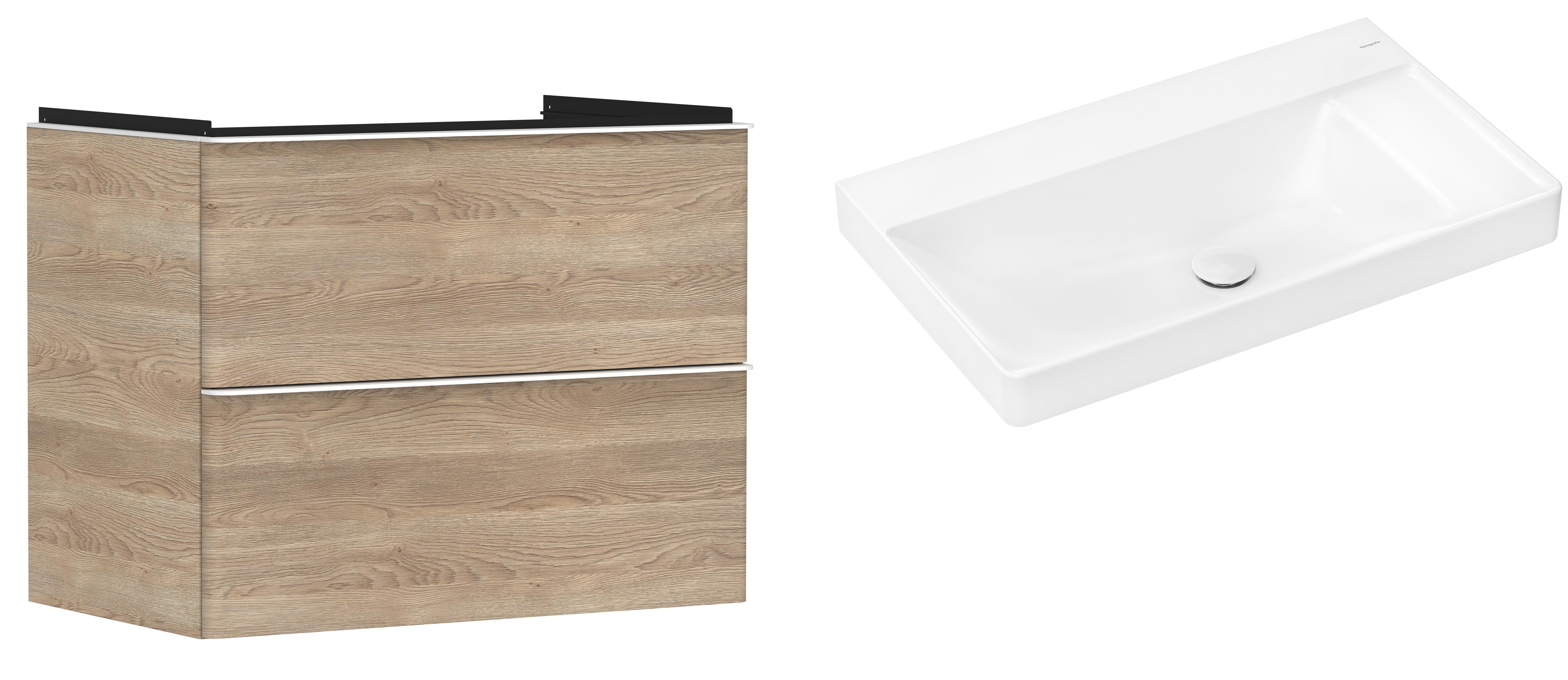 Készlet szekrény Hansgrohe Xelu Q 54029700, mosdótál Hansgrohe Xelu Q 61026450