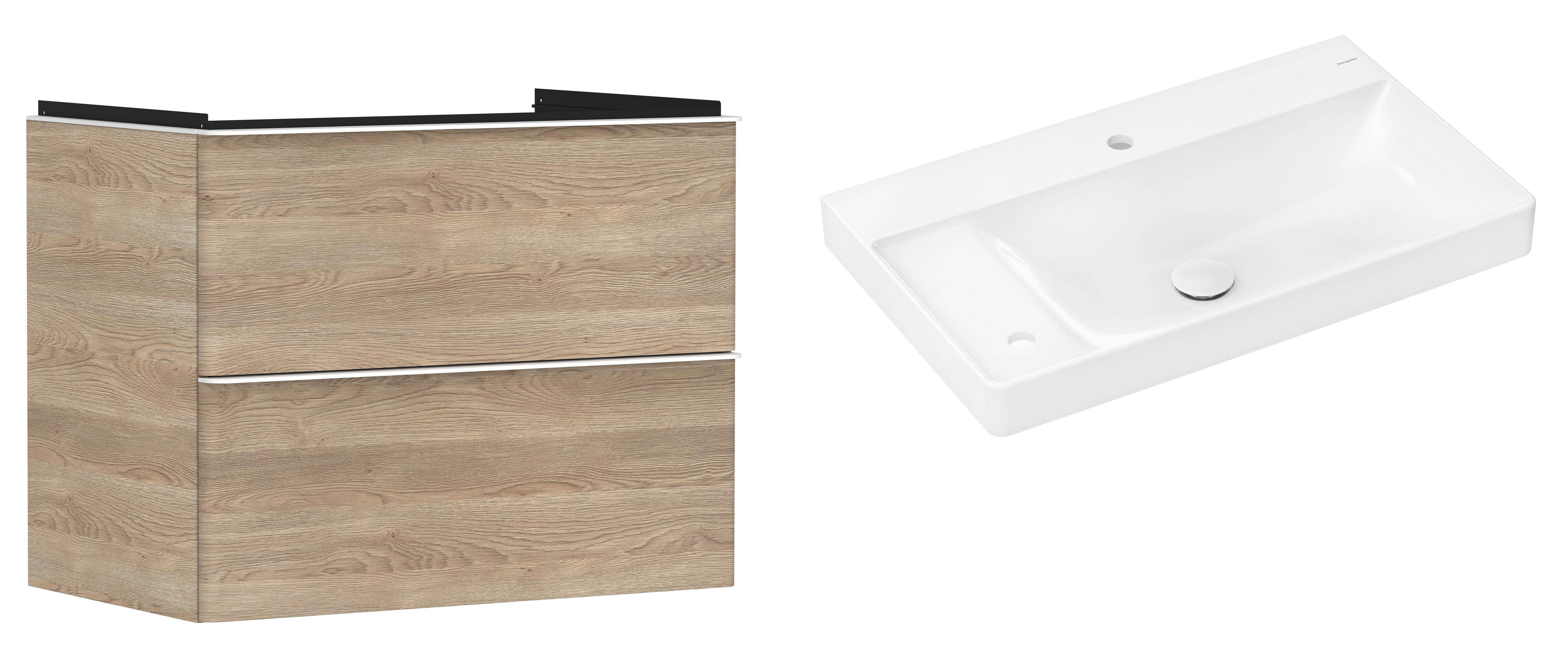 Készlet szekrény Hansgrohe Xelu Q 54029700, mosdótál Hansgrohe Xelu Q 61031450