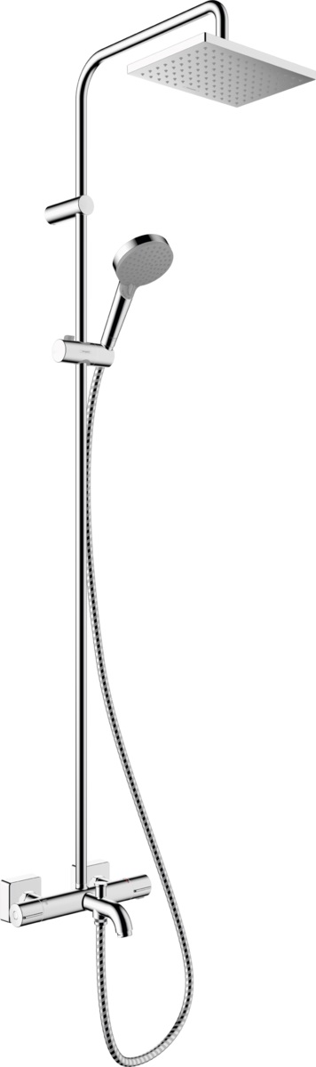 Hansgrohe Vernis Shape kád és zuhany szett fal termosztáttal trópusi zuhany opcióval króm 26098000