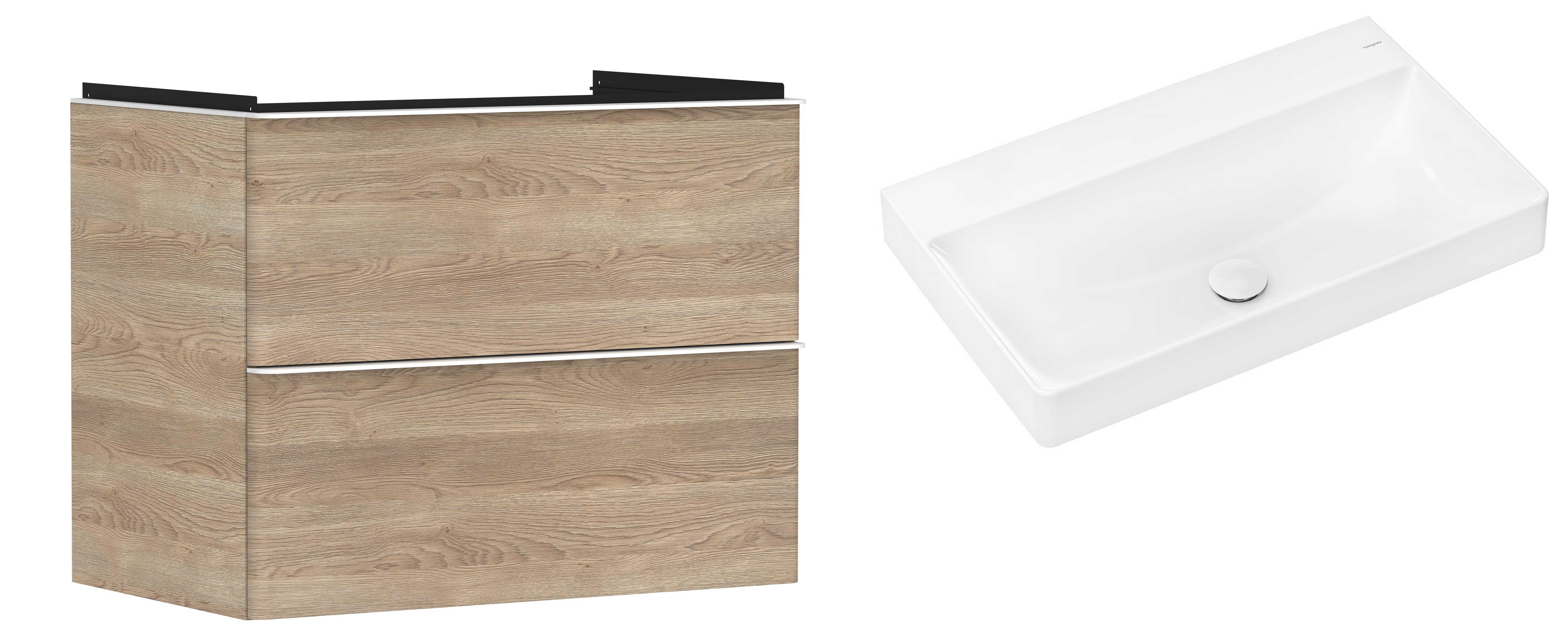 Készlet szekrény Hansgrohe Xelu Q 54029700, mosdótál Hansgrohe Xelu Q 61021450