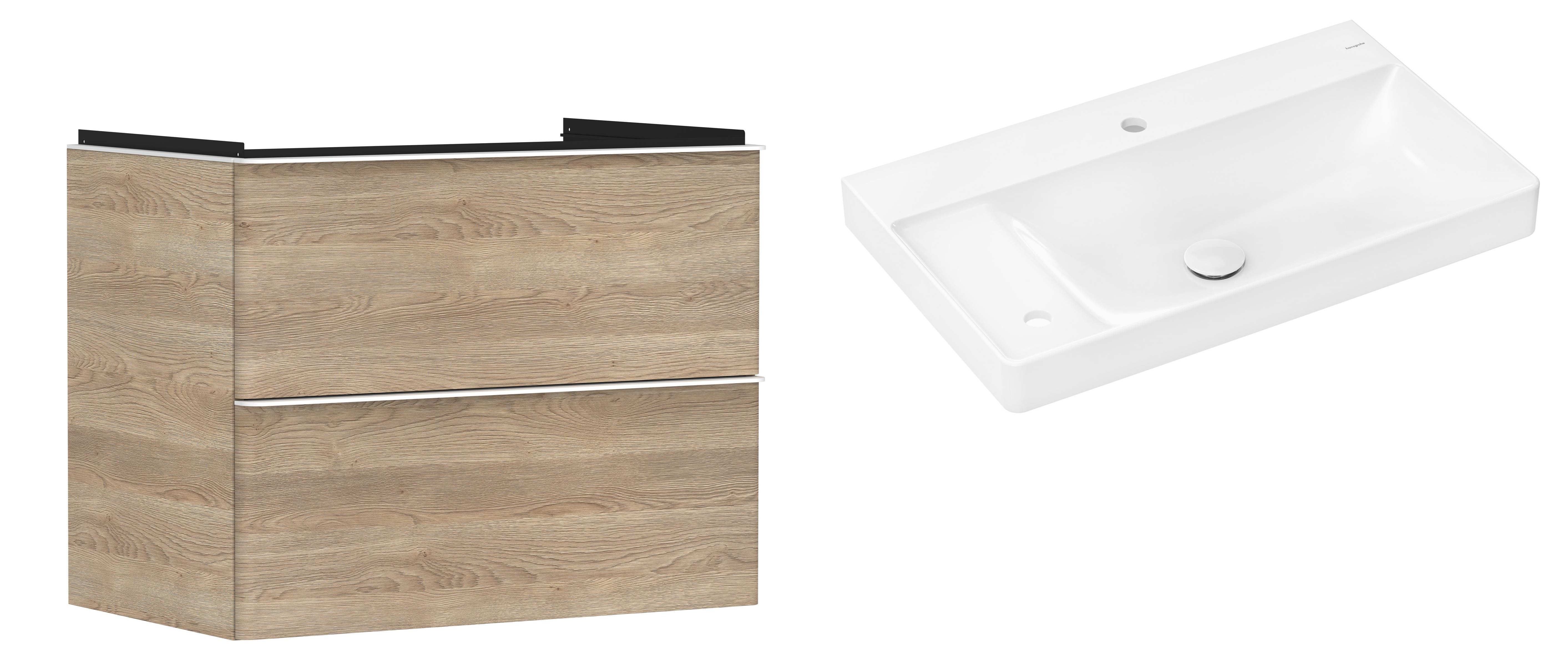 Készlet szekrény Hansgrohe Xelu Q 54029700, mosdótál Hansgrohe Xelu Q 61031450