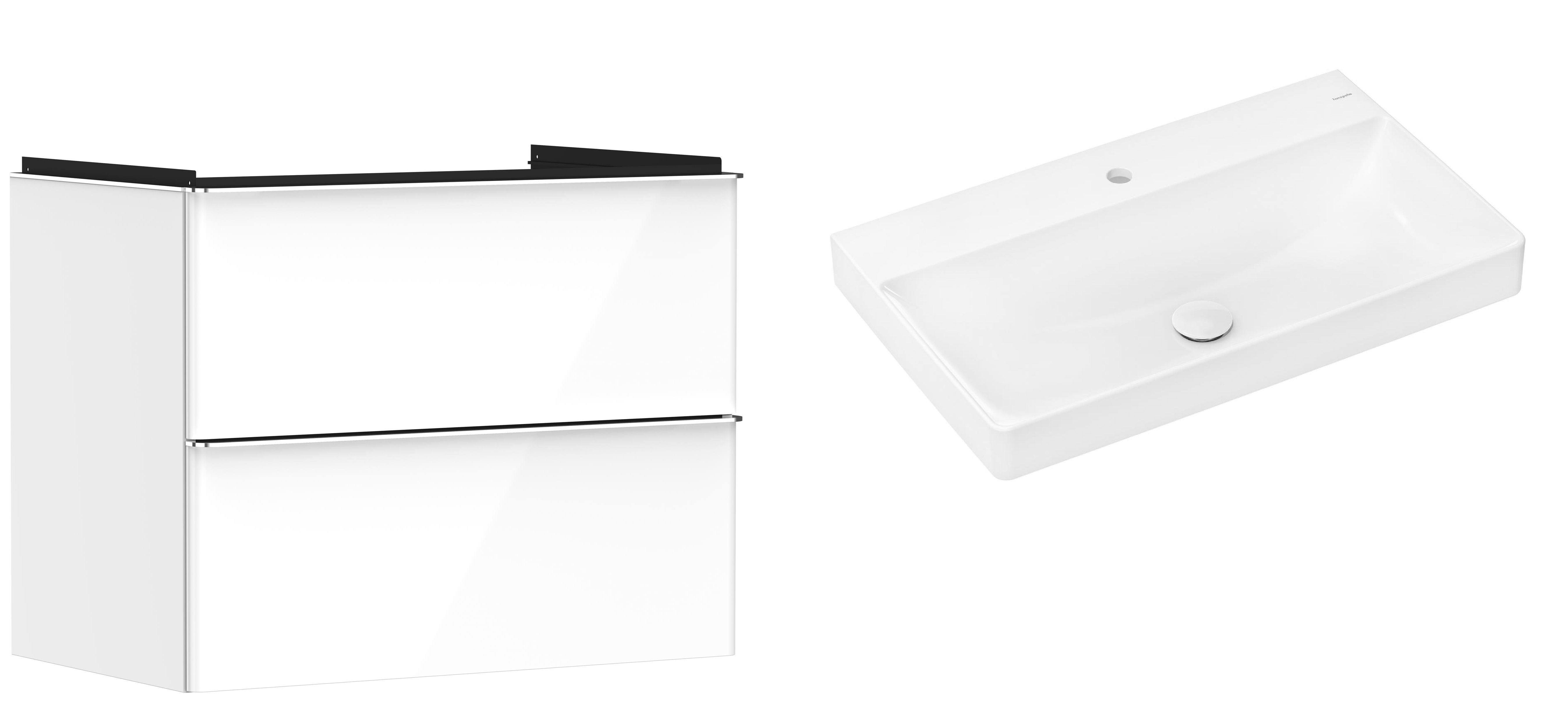 Készlet szekrény Hansgrohe Xelu Q 54027000, mosdótál Hansgrohe Xelu Q 61020450
