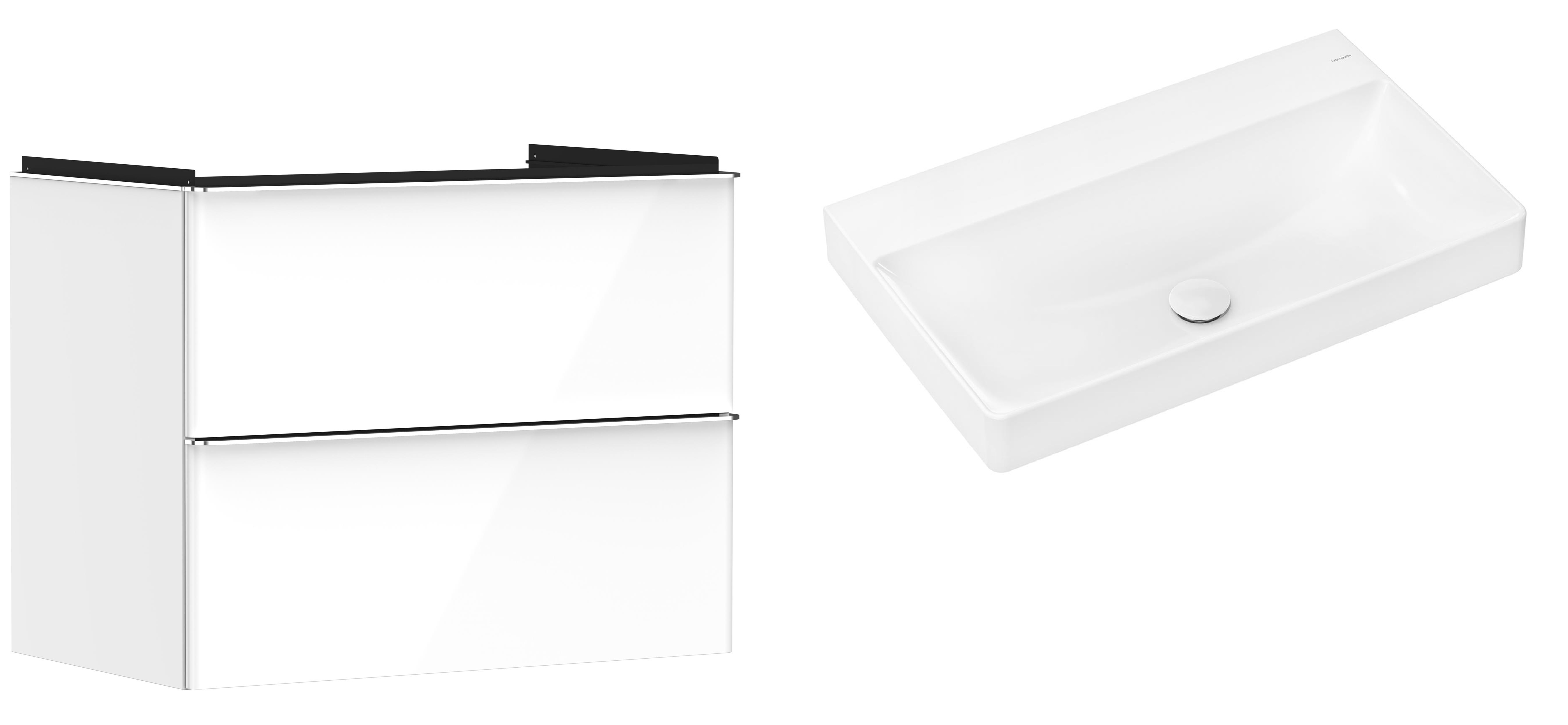 Készlet szekrény Hansgrohe Xelu Q 54027000, mosdótál Hansgrohe Xelu Q 61021450