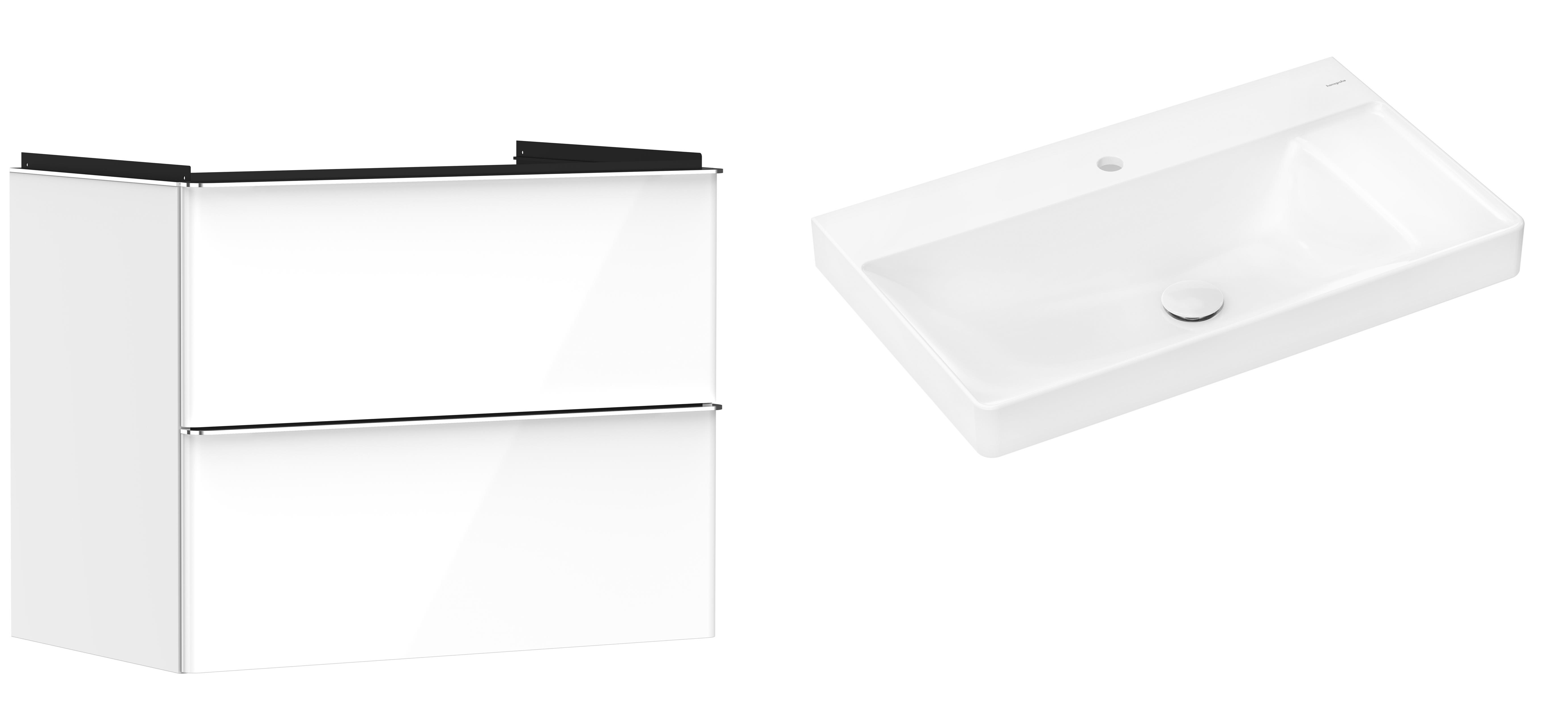 Készlet szekrény Hansgrohe Xelu Q 54027000, mosdótál Hansgrohe Xelu Q 61024450