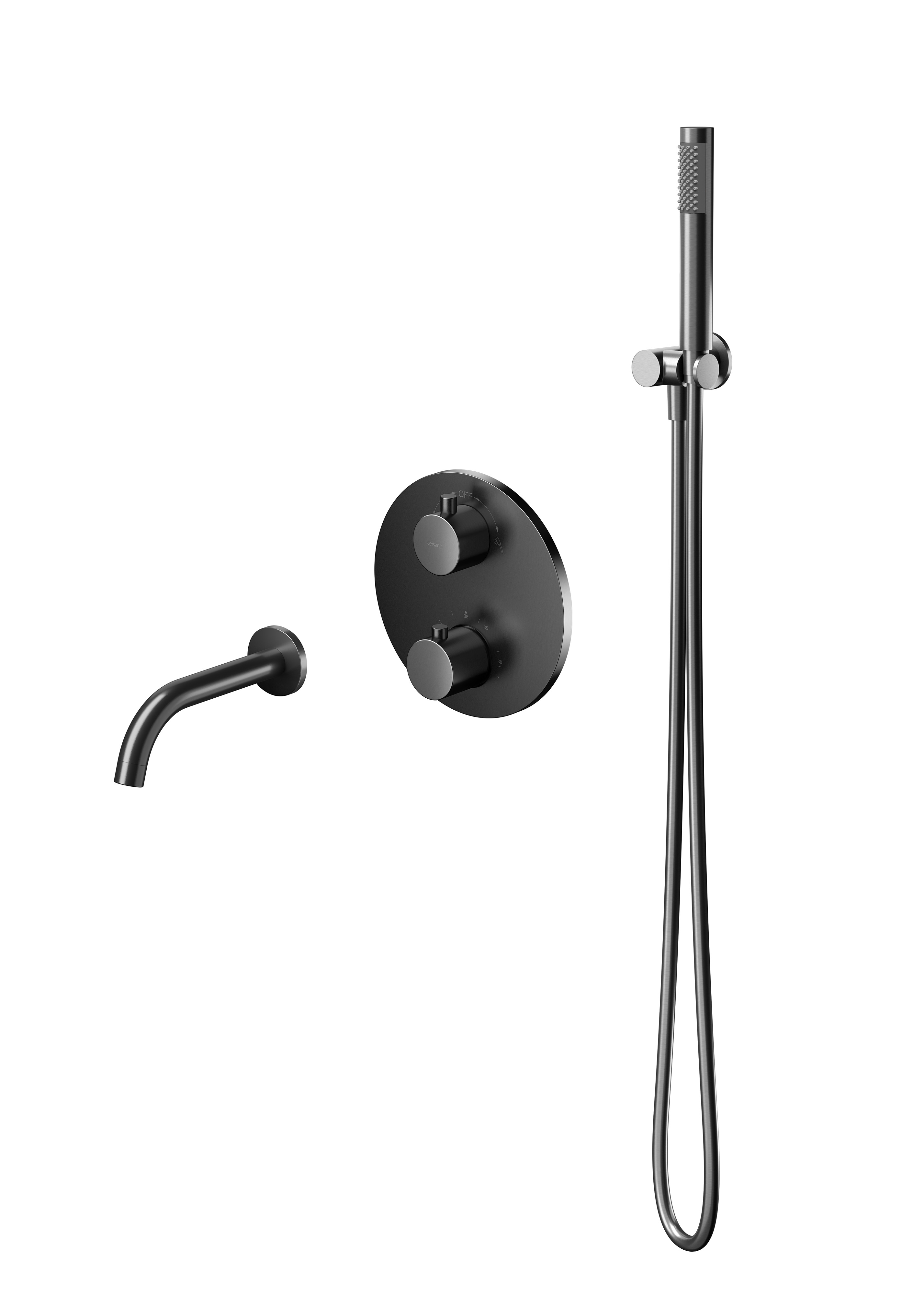 Cersanit Zen zuhany készlet beépített termosztáttal fekete-grafit S952-055