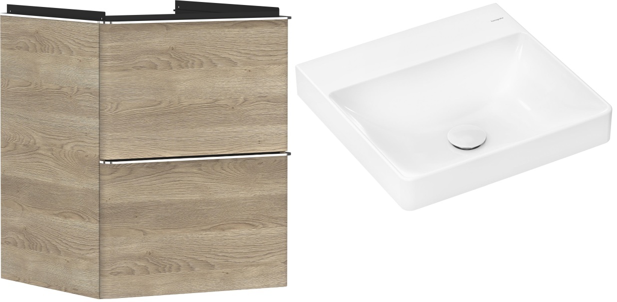 Készlet szekrény Hansgrohe Xelu Q 54021000, mosdótál Hansgrohe Xelu Q 61013450