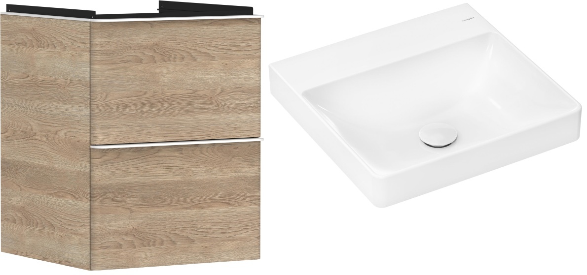 Készlet szekrény Hansgrohe Xelu Q 54021700, mosdótál Hansgrohe Xelu Q 61013450