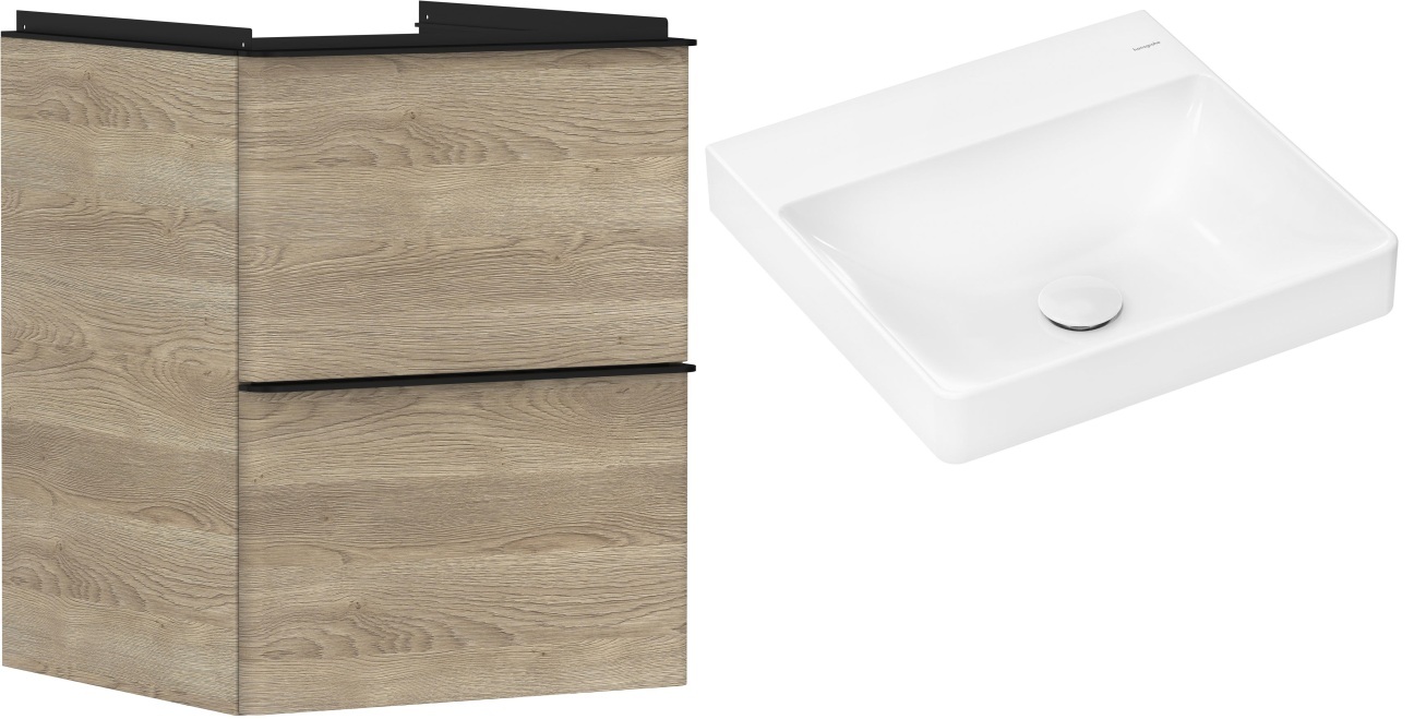 Készlet szekrény Hansgrohe Xelu Q 54021670, mosdótál Hansgrohe Xelu Q 61013450