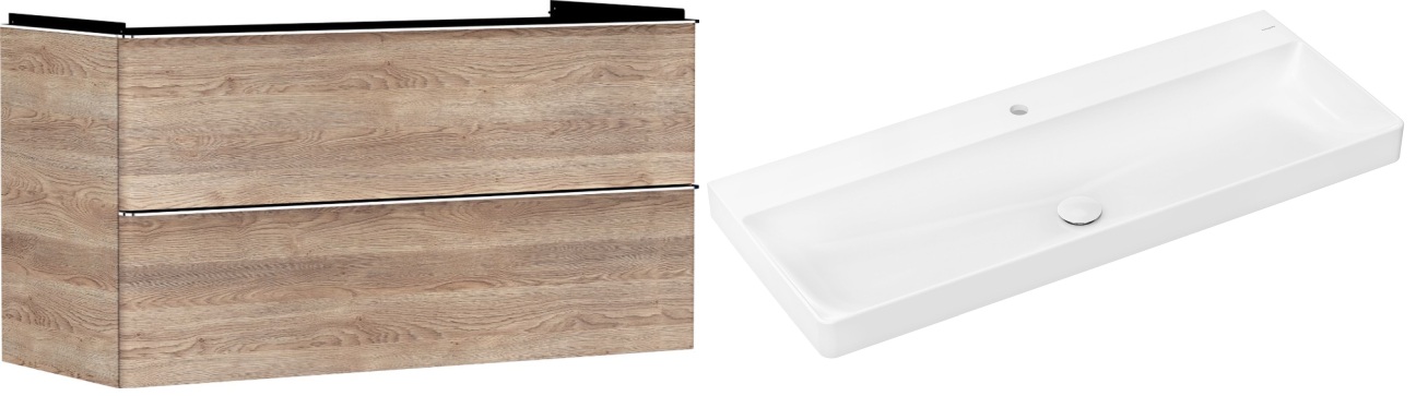 Készlet szekrény Hansgrohe Xelu Q 54037000, mosdótál Hansgrohe Xelu Q 61108450