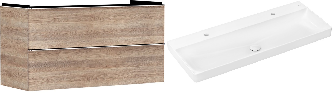 Készlet szekrény Hansgrohe Xelu Q 54037000, mosdótál Hansgrohe Xelu Q 61042450