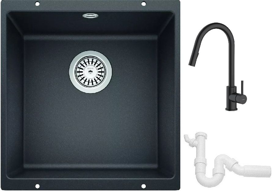 Készlet gránit mosogató Blanco Rotan 400-U 521332, konyhai csaptelep Oltens Litla 35204300, 137267