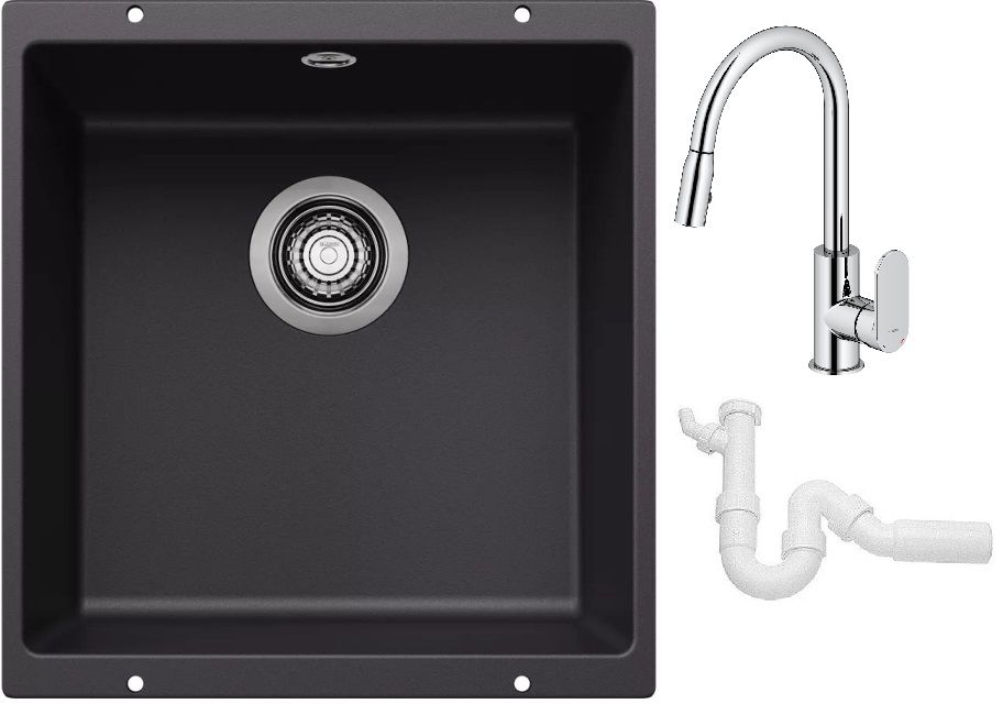 Készlet gránit mosogató Blanco Rotan 400-U 526097, konyhai csaptelep Oltens Lista 35202100, 137267