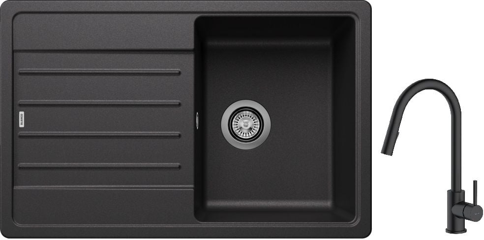 Készlet gránit mosogató Blanco Legra 45 S 522201, konyhai csaptelep Oltens Litla 35204300