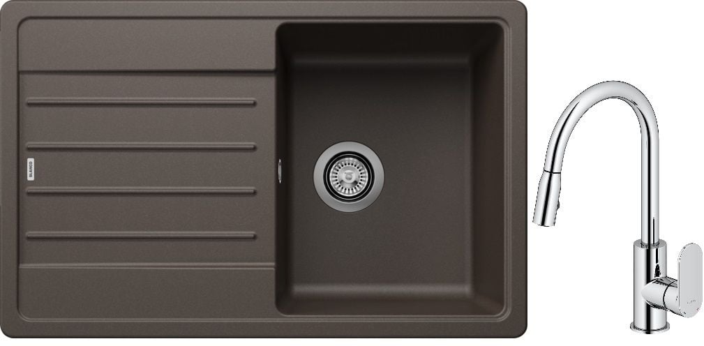 Készlet gránit mosogató Blanco Legra 45 S 522206, konyhai csaptelep Oltens Lista 35202100