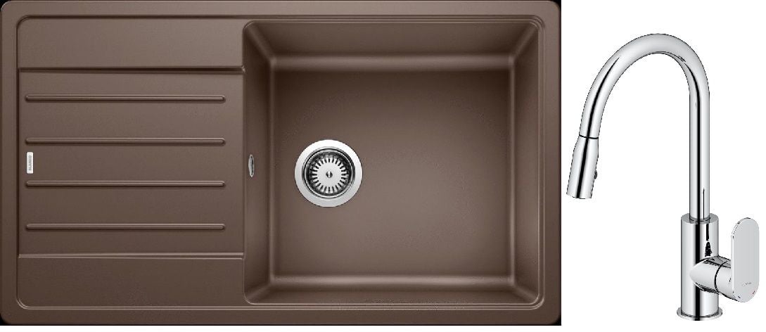 Készlet gránit mosogató Blanco Legra XL 6 S 523331, konyhai csaptelep Oltens Lista 35202100