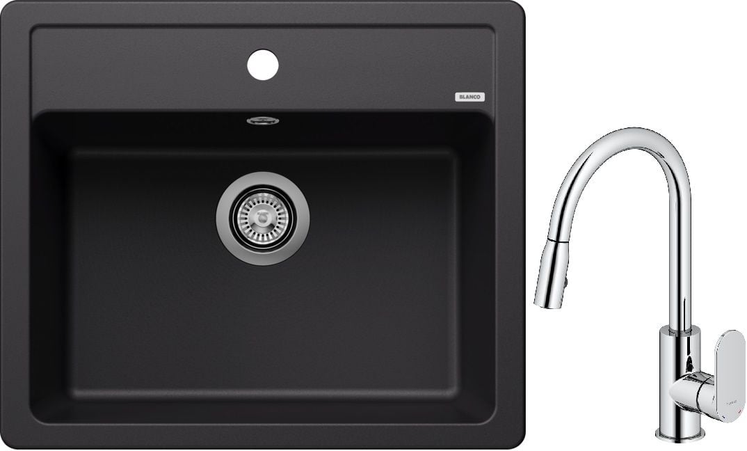 Készlet gránit mosogató Blanco Legra 6 526084, konyhai csaptelep Oltens Lista 35202100