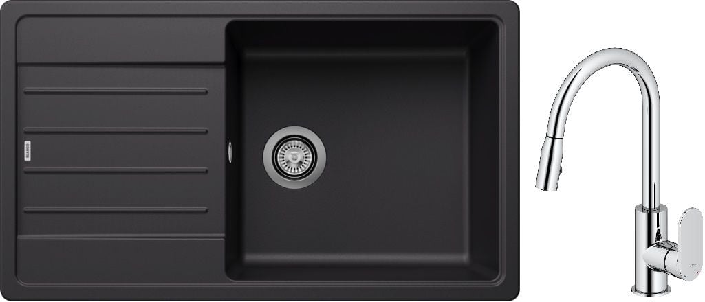 Készlet gránit mosogató Blanco Legra XL 6 S 526087, konyhai csaptelep Oltens Lista 35202100
