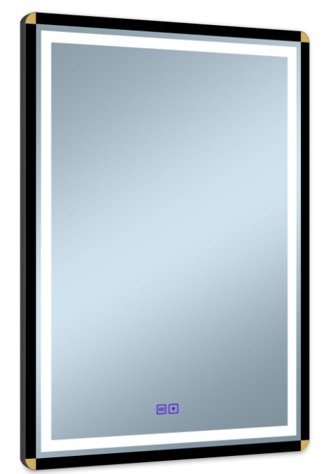 Venti Duo tükör 60x80 cm négyszögletes világítással páramentesítő fóliával fekete-arany 5905951180410