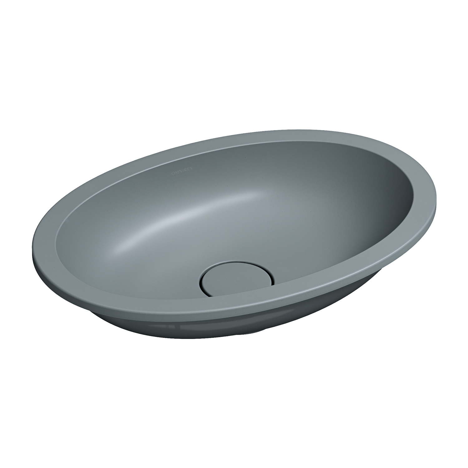 Omnires Shell M+ mosdótál 48x31 cm ovális alulról beépíthető szürke/kő SHELL480UPAG