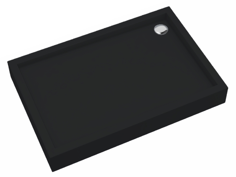 Schedpol Medium Black Matt téglalap alakú zuhanytálca 100x80 cm fekete 3.4736/C/MG