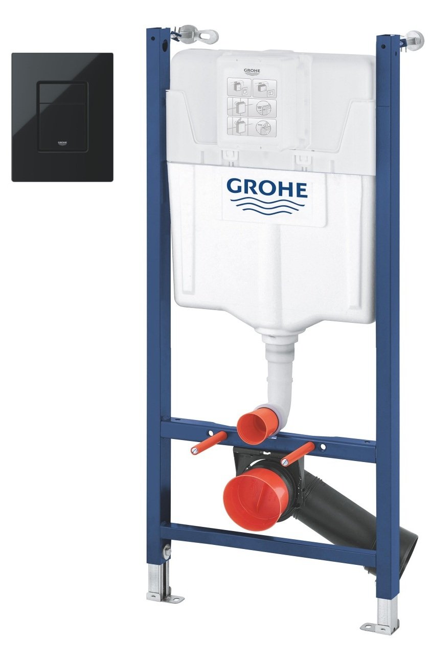 Készlet beépíthető keret Grohe Solido 38971000, öblítő gomb Grohe Even 38966KV0