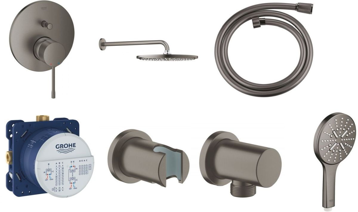 Készlet fejzuhany karral Grohe Rainshower 26066AL0, kád és zuhany csaptelep Grohe Essence 24058AL1, 26574AL0, 27057AL0, 35600000, 27074AL0, 28362A01