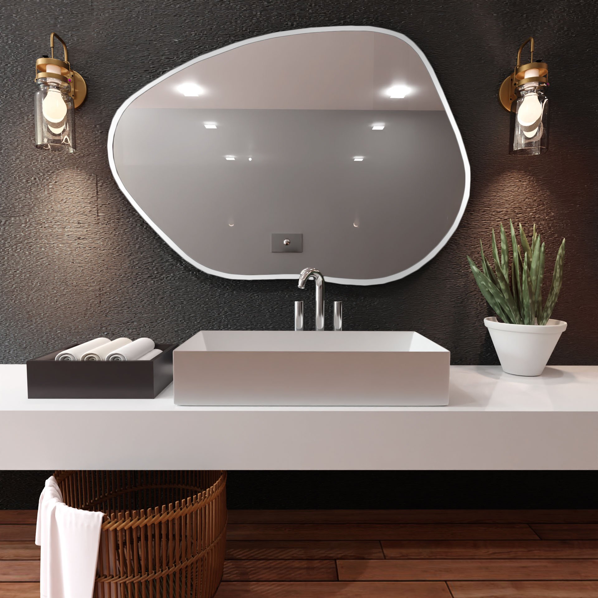 Baltica Design Bright Stain I tükör 100x72 cm világítással páramentesítő fóliával fehér 5904107921471