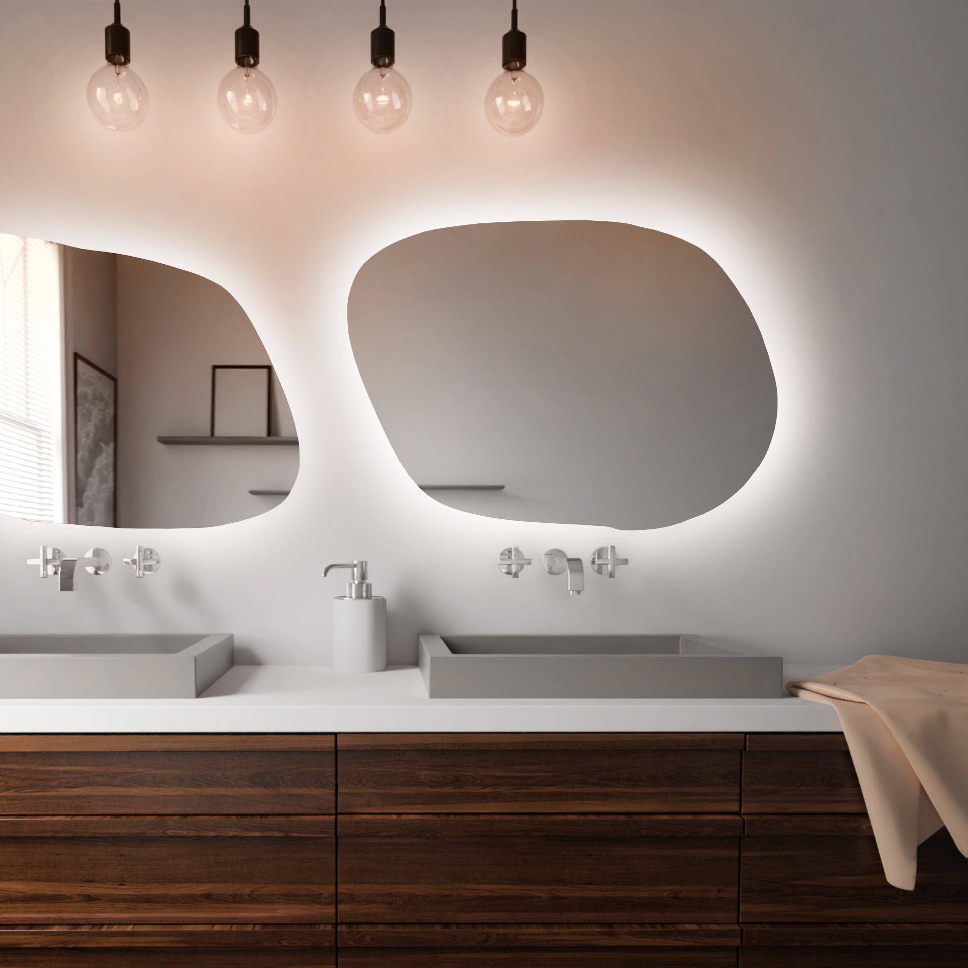 Baltica Design Bright Stain IV tükör 90x64 cm világítással páramentesítő fóliával 5904107916439