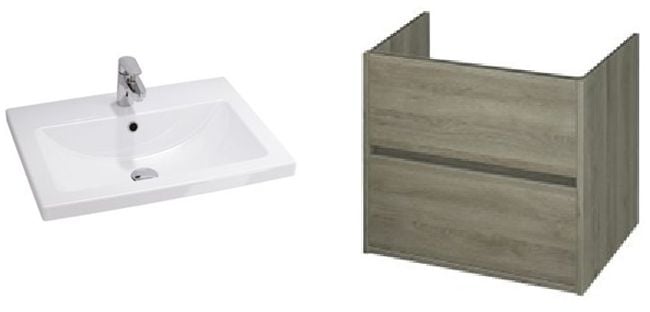 Készlet szekrény Cersanit Creya S598-032, mosdótál Cersanit Como K32-003-BOX